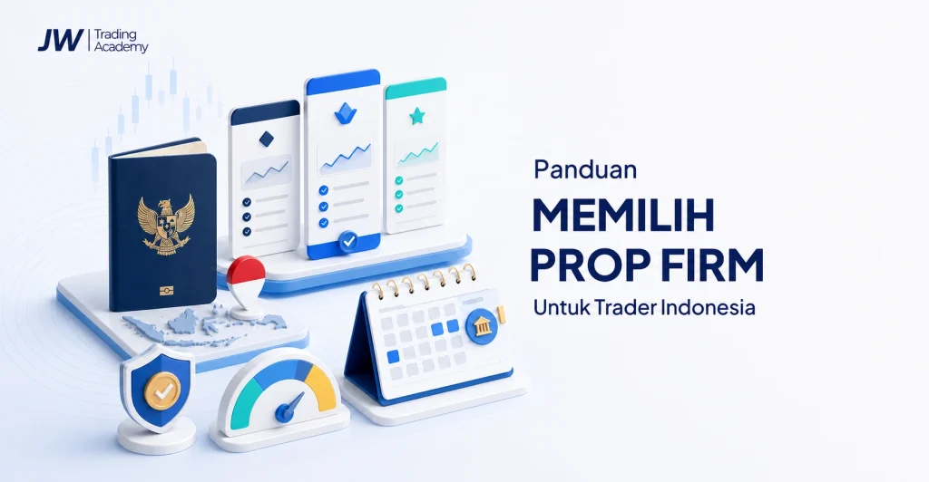 Panduan memilih prop firm untuk trader Indonesia dengan logo JW Trading Academy